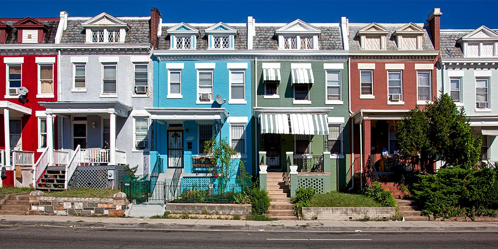 Several colorful houses